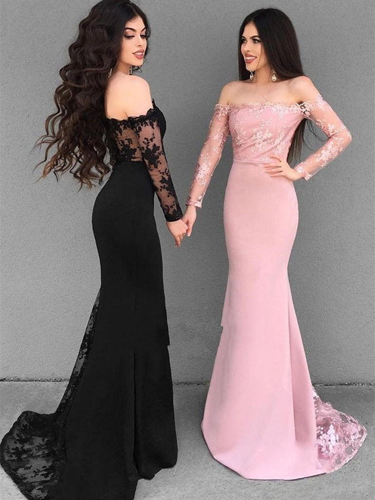 pink and black prom dress
